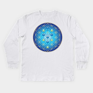 Tree of Life on Flower of Life Kids Long Sleeve T-Shirt